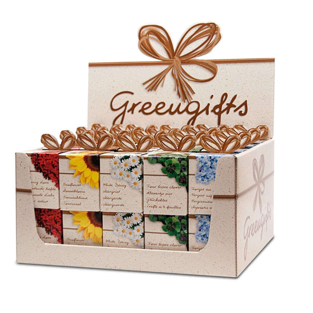 40 Små Showkartonger 57 × 57 × 70 mm i displaylåda